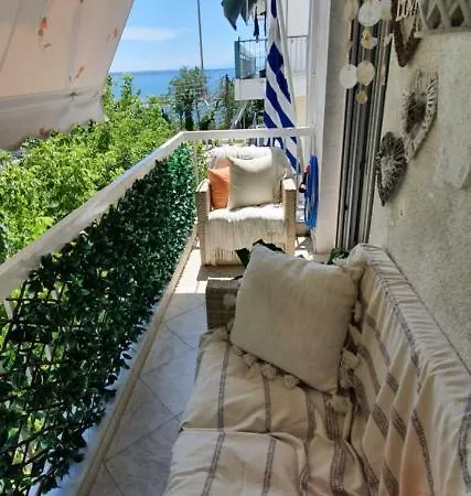 Sea View Across The Golden Bay Beach, Cosy Sunny, Spacious In Aretsou Kalamaria Apartment